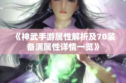 《神武手游属性解析及70装备满属性详情一览》