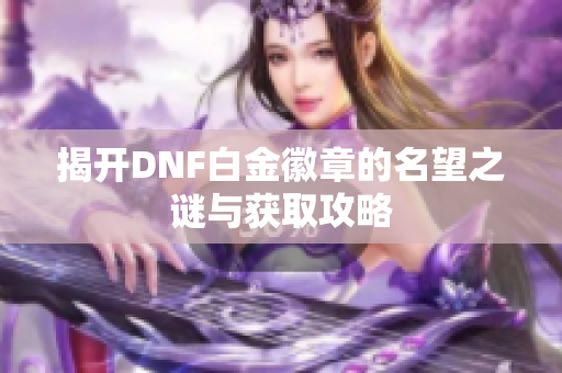 揭开DNF白金徽章的名望之谜与获取攻略